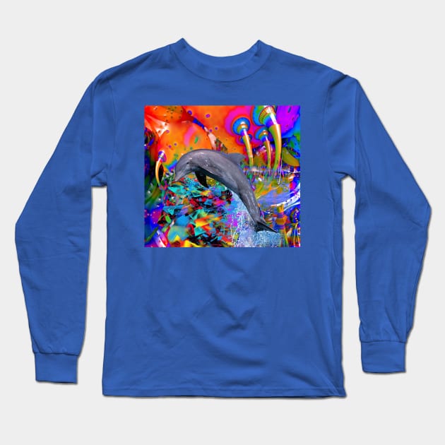 Dolphin Color Splash Long Sleeve T-Shirt by icarusismartdesigns